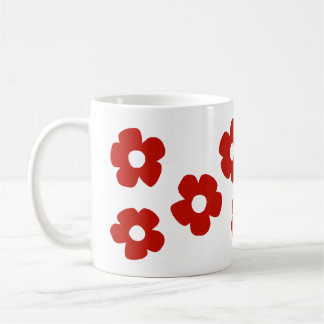 Abstract Red Hand Drawn Flower Pattern Mug Kaffeetasse