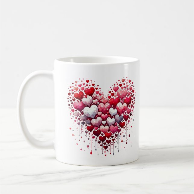 Abstract Red Heart Love Splash Romantic Art Mug (Gauche)