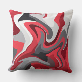 Abstract Red, white and Gray Color Flow Kissen