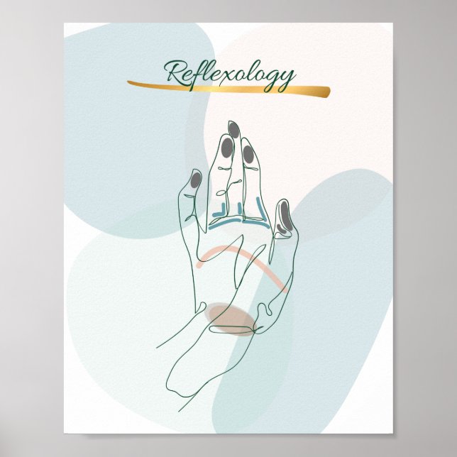 Abstract Reflexology Hand Map Neutral Tones Poster (Vorne)