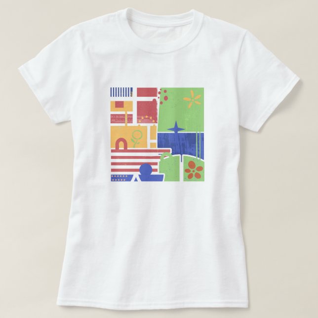 Abstract Retro Block Art T-Shirt (Design vorne)
