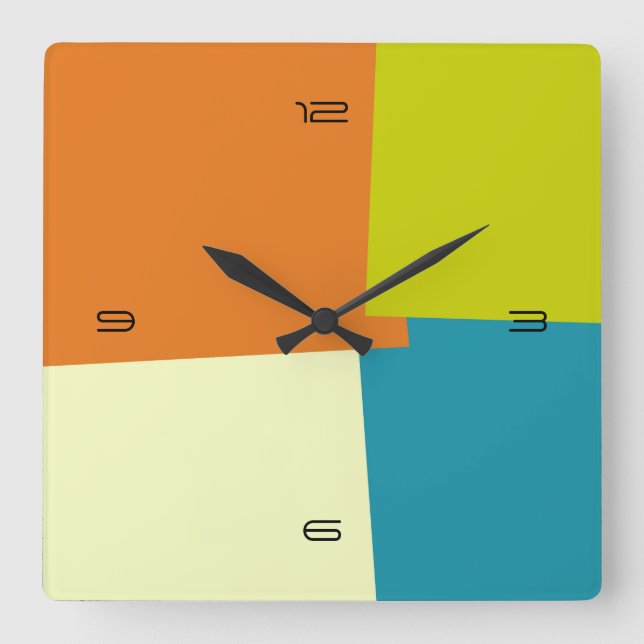 Abstract Retro Color Geometric Pattern Quadratische Wanduhr (Vorderseite)
