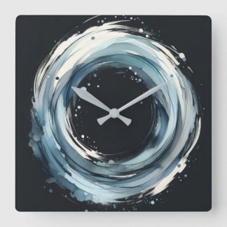 abstract ring in watercolor style quadratische wanduhr