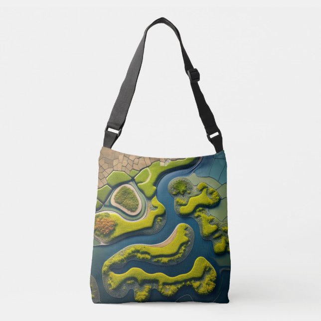 Abstract River Estuary Tragetaschen Mit Langen Trägern (Vorderseite)