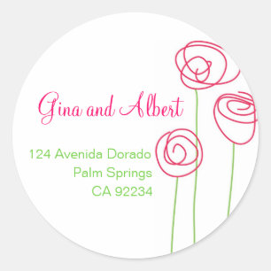 Abstract Roses Address Labels Runder Aufkleber