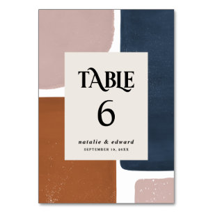 Abstract rust, navy + pink modern contemporary tischnummer