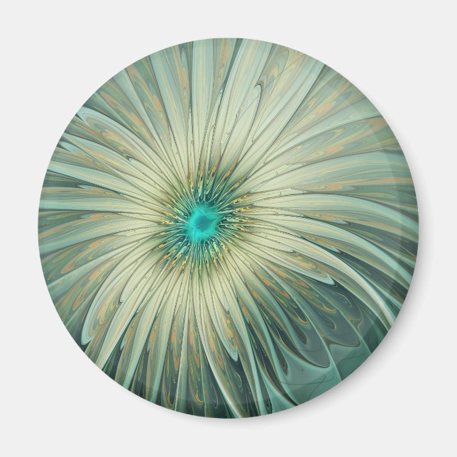 Abstract Sage Green Fantasy Flower Fractal Art Magnet (Vorne)