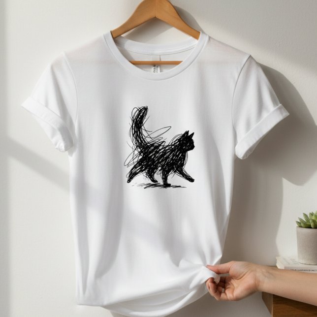 Abstract Scribble Cat Art Women's White T-Shirt  (Von Creator hochgeladen)