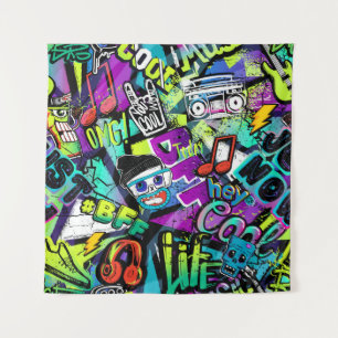 Abstract seamless cartoon pattern. Repeated with m Wandteppich