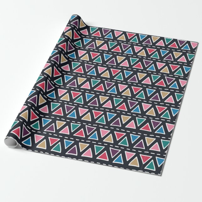 Abstract seamless hand drawn tribal pattern in tre geschenkpapier (Ungerollt)