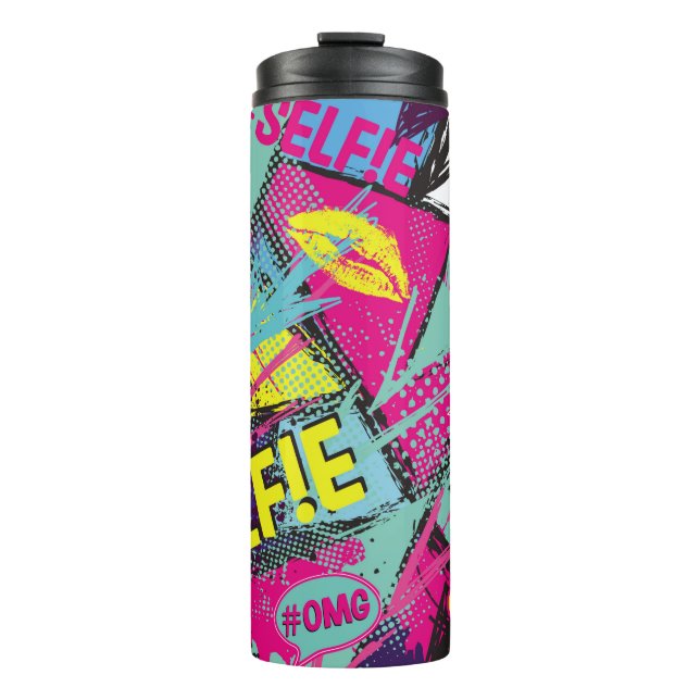 Abstract seamless pattern with Pop art comicspeech Thermosbecher (Vorderseite)