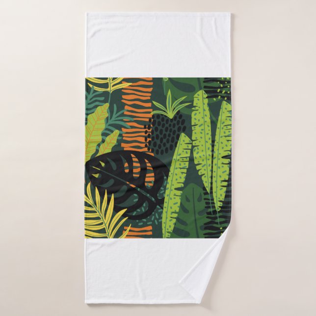 Abstract seamless pattern with tropical leaves. Ha Badehandtuch (Badehandtuch)