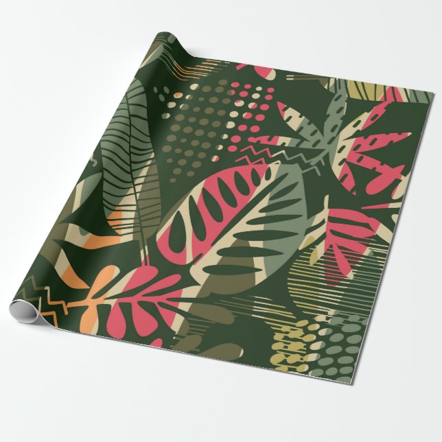 Abstract seamless pattern with tropical leaves. Ha Geschenkpapier (Ungerollt)