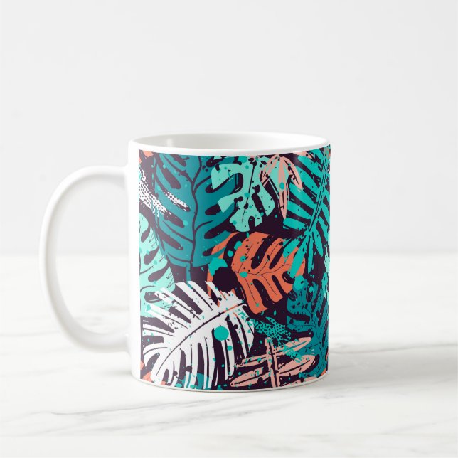 Abstract seamless tropical leaves pattern. Creativ Kaffeetasse (Links)