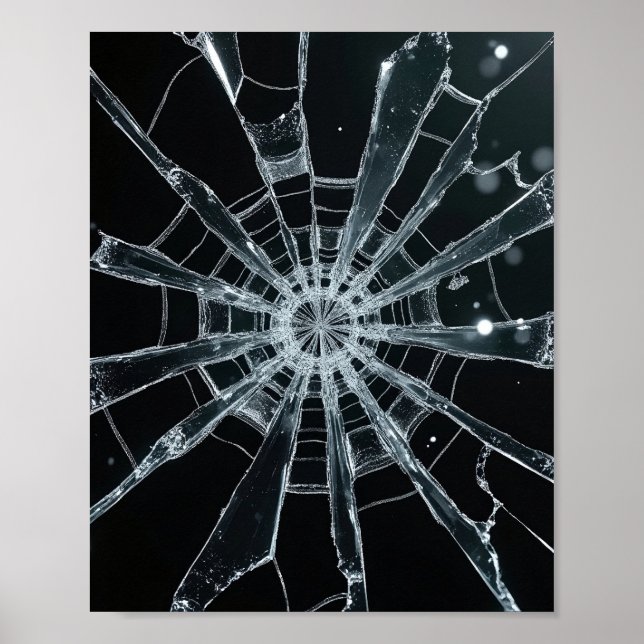 Abstract Shattered Glass Texture Broken Web Crack Poster (Vorne)