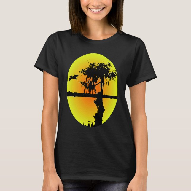 Abstract Silhouette Pelican Cypress Swamp T-Shirt (Vorderseite)