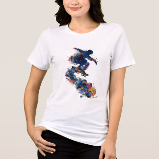 Abstract Skateboarder | Fluid Ink Watercolor Actio Tri-Blend Shirt