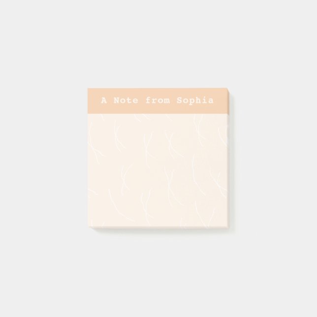 Abstract Sketchy Lines Personalized | Peach Puff Post-it Klebezettel (Vorderseite)