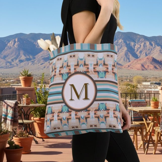 Abstract Southwest Blue and Brown Tote Bag (Créateur téléchargé)