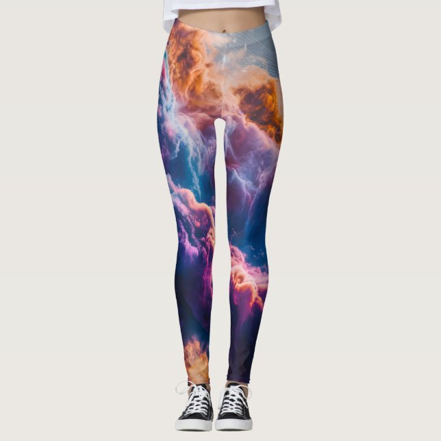 Abstract Space Nebula Art - Colorful Cosmic Leggings (Vorderseite)
