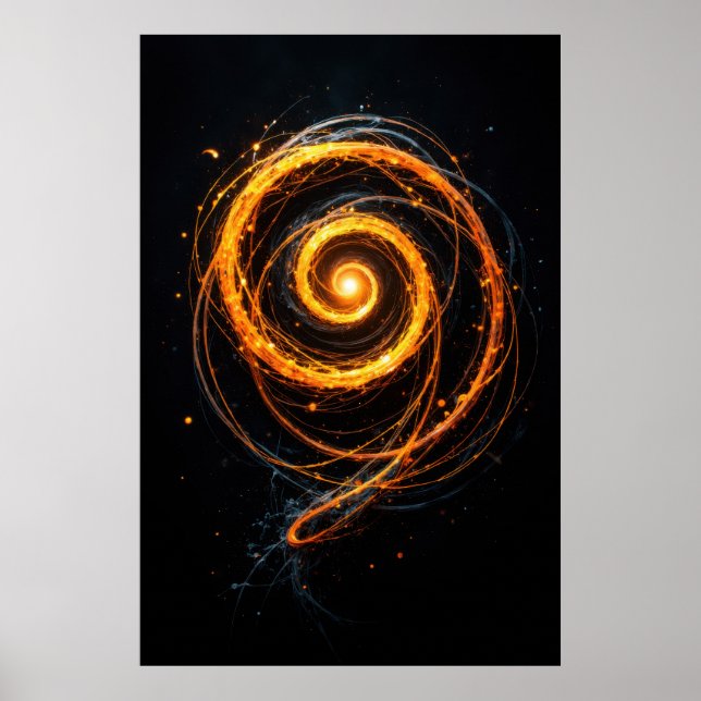 Abstract Spiral of Light Energy on Black  Poster (Vorne)