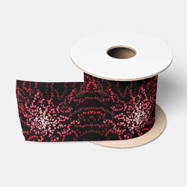 Abstract Splatter Dots Of Pinks And Reds Pattern Satinband (Spule)