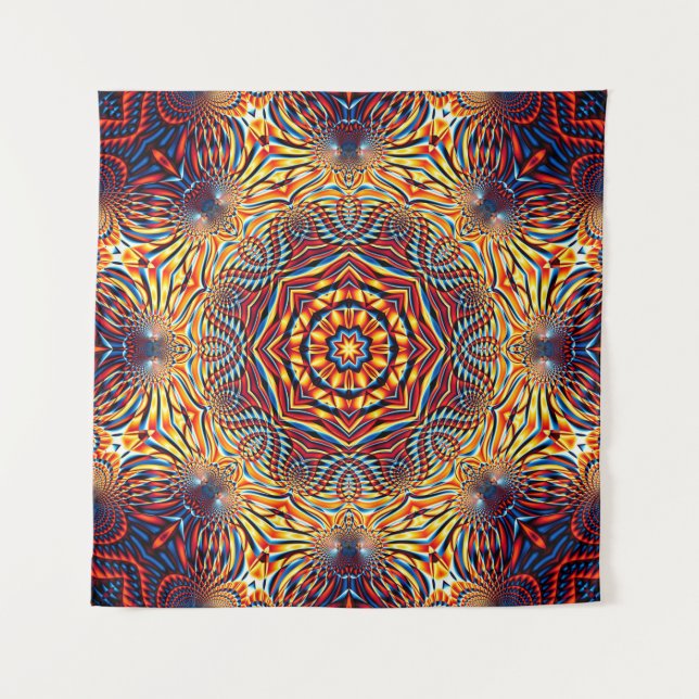 Abstract square background. Symmetric round decora Wandteppich (Vorderseite)