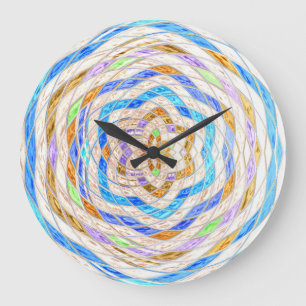 Abstract Stained Glass Mosaic Pattern #3 Große Wanduhr