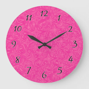 Abstract Stars in Hot Pink Große Wanduhr
