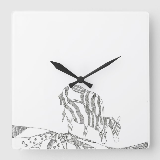 Abstract stick figure custom mug giraffe quadratische wanduhr (Vorderseite)