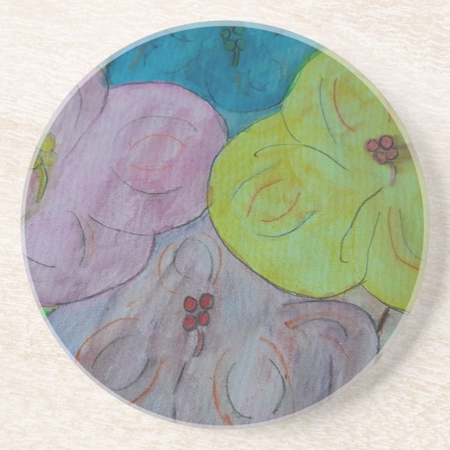 Abstract Summer Floral Sandstone Coaster Getränkeuntersetzer (Vorne)