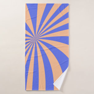 Abstract sunburst pattern background. blue and ora badehandtuch