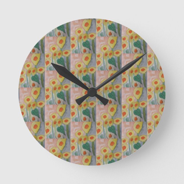 Abstract Sunflowers Runde Wanduhr (Vorderseite)