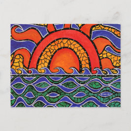 Abstract Sunset Colorful Art Postcard Postkarte