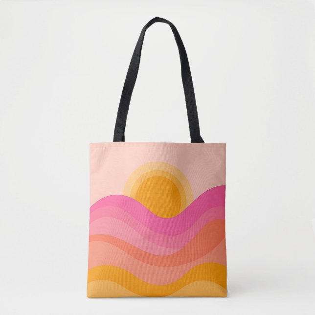 Abstract Sunset Tote Bag | Pastel Wave Tasche (Vorderseite)