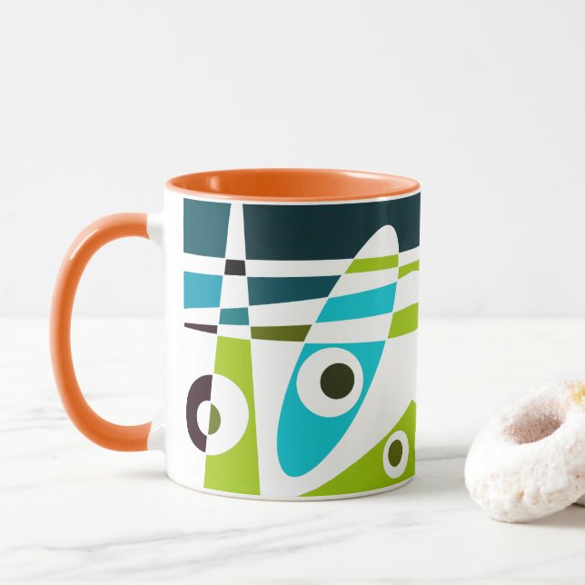 Abstract Surfing Olive Blue Teal Planner Tasse (Mit Donut)