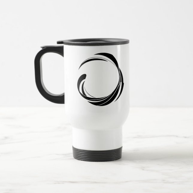 Abstract Swirl Circle Design – curved ring artwork Reisebecher (Links)