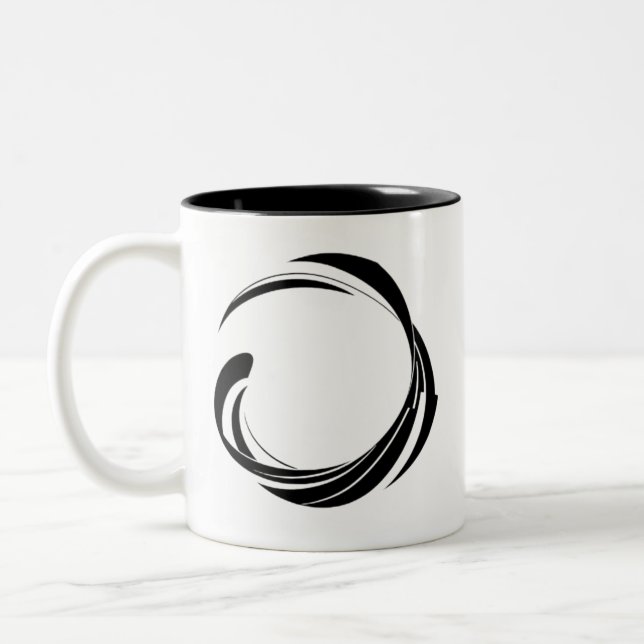 Abstract Swirl Circle Design – curved ring artwork Zweifarbige Tasse (Links)
