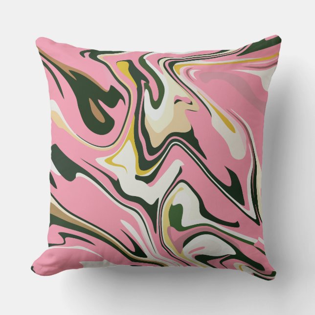 Abstract Swirling art with Pink, white and black Kissen (Vorderseite)