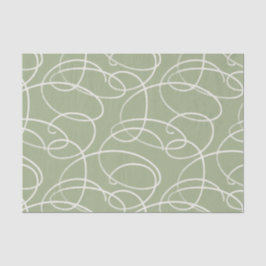 Abstract Swirling Vine | Elegant Line Art Green Seidenpapier