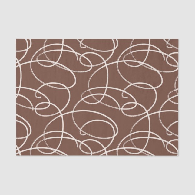 Abstract Swirling Vine | Elegant Line Art Rust Seidenpapier (Vorderseite)