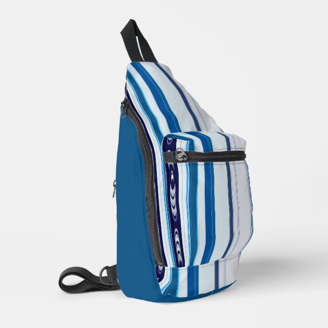 Abstract Symphony in Blue 5 (Vertical Lines) Crossbody Bag (Linke Seite)