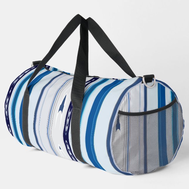Abstract Symphony in Blue 5 (Vertical Lines) Duffle Bag (Rechte Ecke)