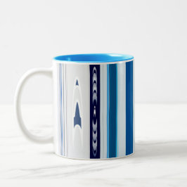 Abstract Symphony in Blue 5 (Vertical Lines) Zweifarbige Tasse