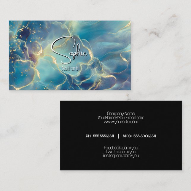 Abstract Teal Heavenly Sky  Visitenkarte (Vorne/Hinten)