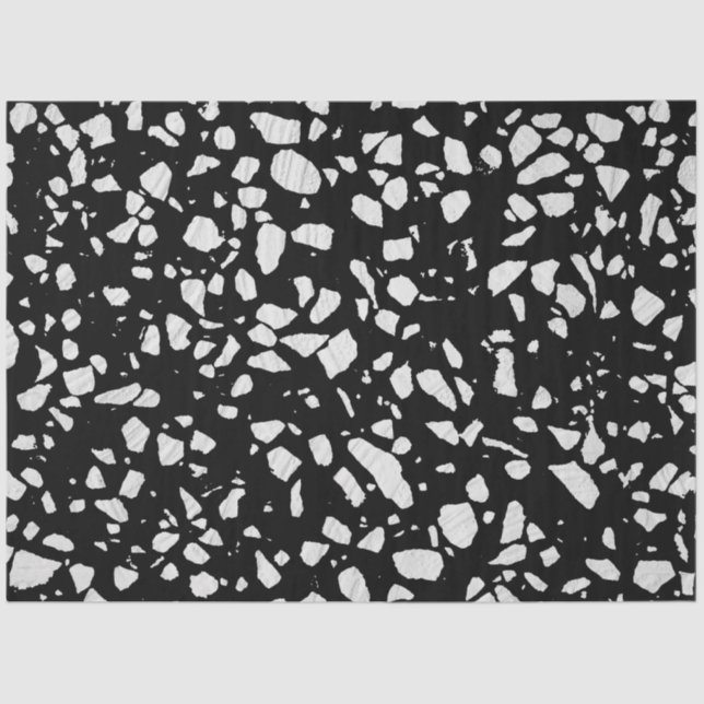 Abstract Terrazzo Mosaic Black and White Pattern  Seidenpapier (Vorderseite)