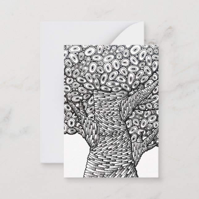 Abstract Tree Drawing Oval Shapes Design Mitteilungskarte (Vorderseite)