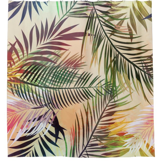 Abstract tropical plants pattern. Vintage illustra Duschvorhang (Vorderseite)
