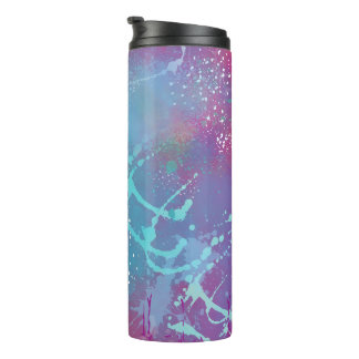 Abstract Turquoise Paint Splatter Blue Purple Legg Thermosbecher
