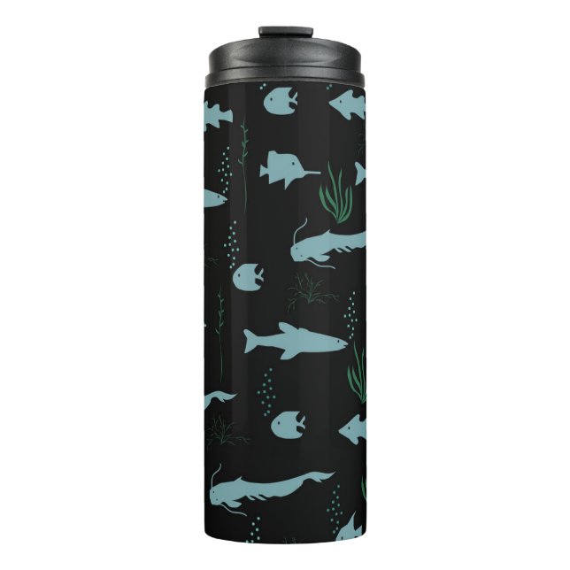 Abstract underwater pattern with fishes and seawee thermosbecher (Vorderseite)